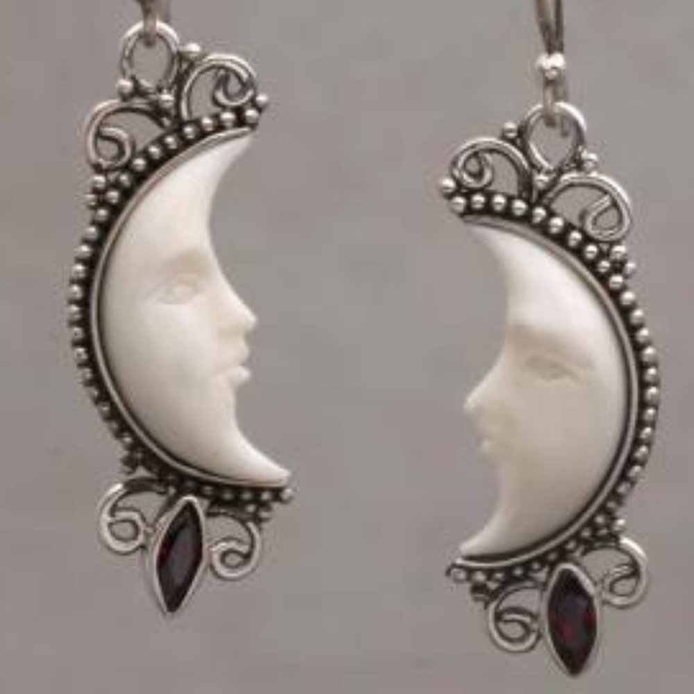Moon Madness Handcrafted Recycled Cow Bone Earring